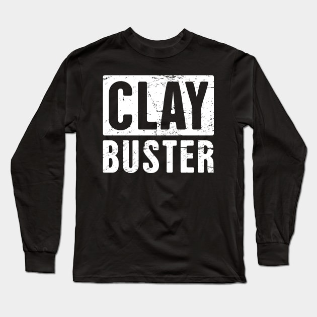 Clay Buster | Shotgun & Skeet Shooting Design Long Sleeve T-Shirt by MeatMan